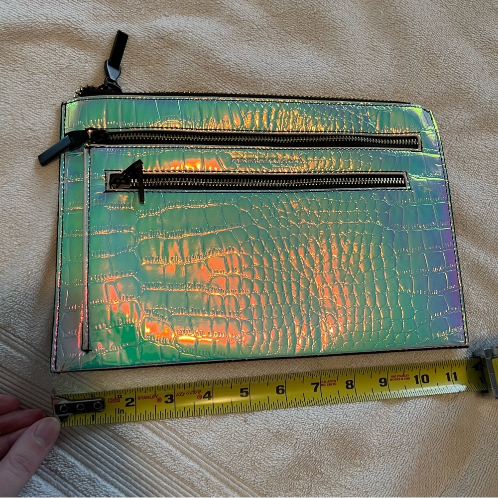 NEW FRENCH CONNECTION rapture Clutch iridescent rave holographic rainbow cyber